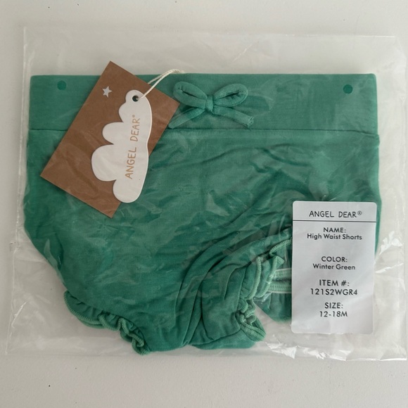 Angel Dear High Waisted Shorts, Winter Green, Size 12-18 Months NWT - Picture 2 of 3